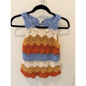 A New Approach ANA tank top crochet colorful striped boho hippie festival M NWT